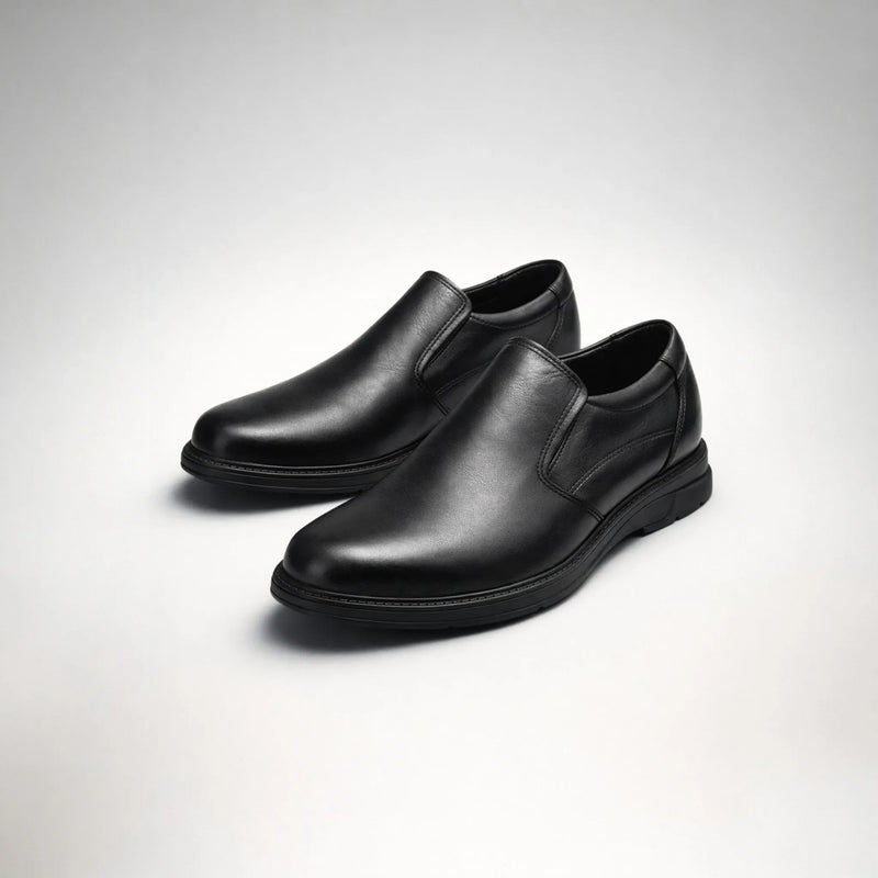 Mocassin Noir Sans Lacets — Coupe Confort avec Goussets Élastiques - Maison Dib