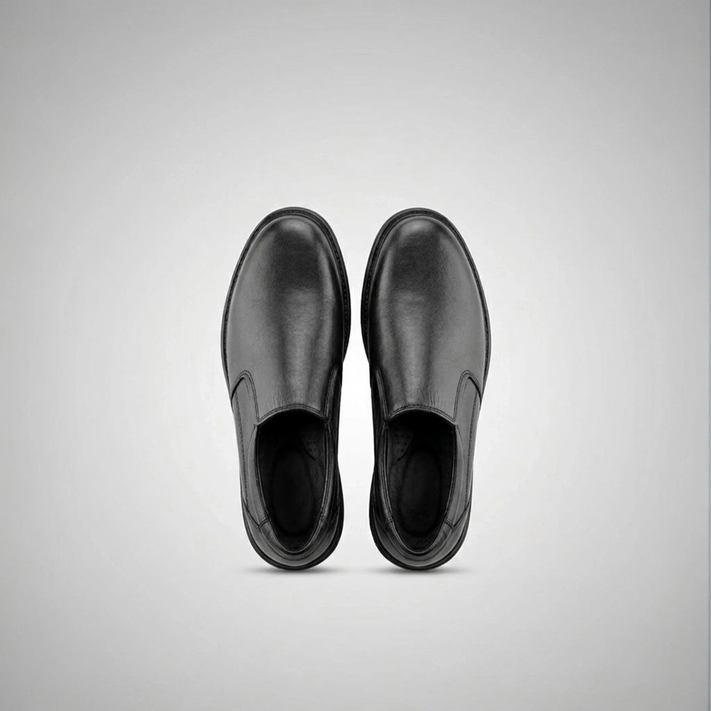 Mocassin Noir Sans Lacets — Coupe Confort avec Goussets Élastiques - Maison Dib