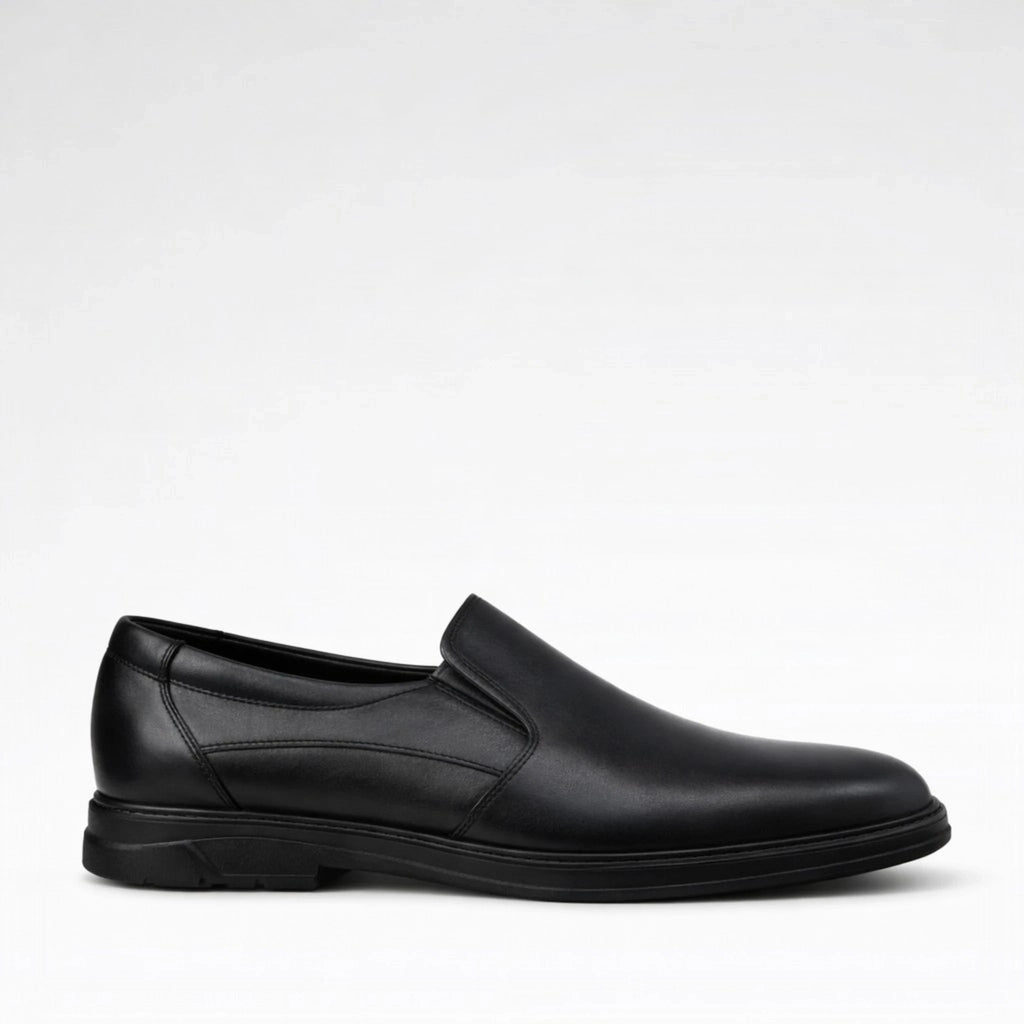 Mocassin Noir Sans Lacets — Coupe Confort avec Goussets Élastiques - Maison Dib