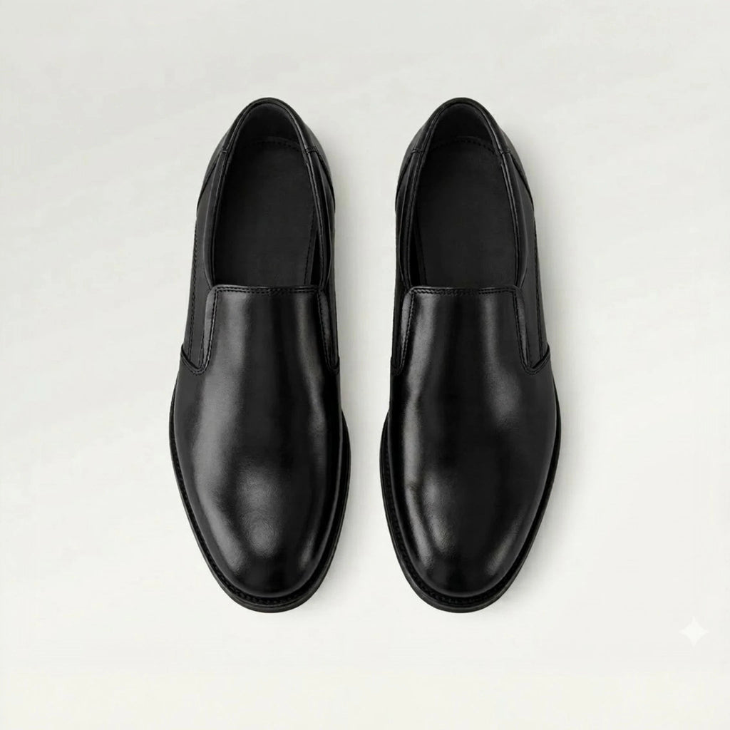 Mocassin Noir Sans Lacets — Coupe Confort avec Goussets Élastiques - Maison Dib