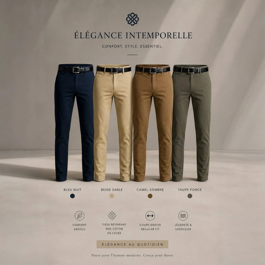 Pantalon Tommy Hannes Flex Coton léger et coupe régulier - Maison Dib