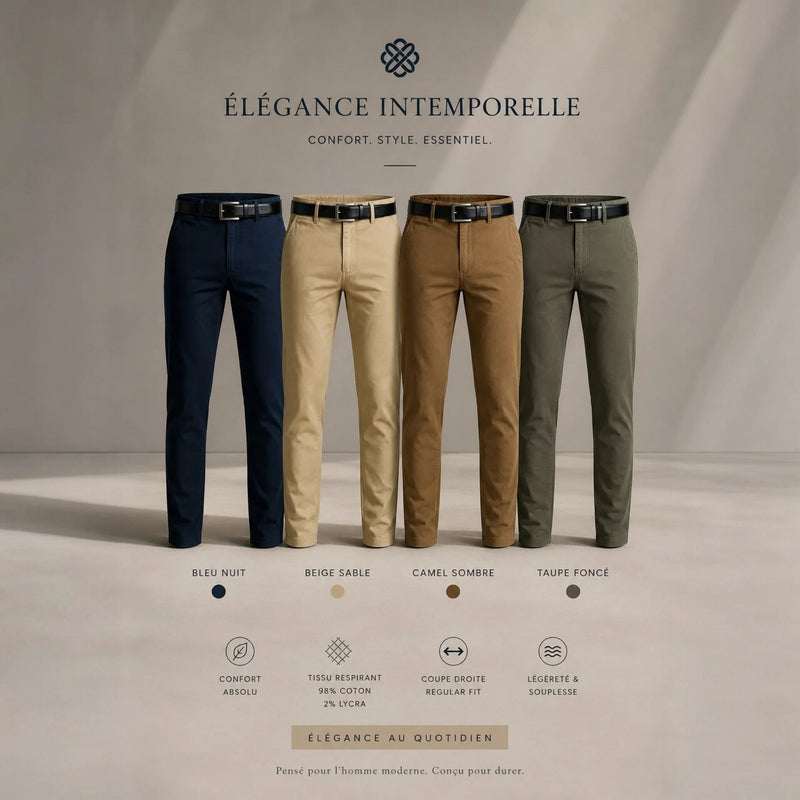 Pantalon Tommy Hannes Flex Coton léger et coupe régulier - Maison Dib
